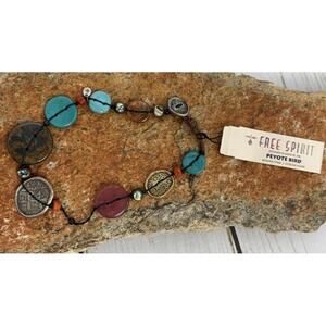 Free Spirit Peyote Bird Santa Fe Sterling Silver Genuine‎ Stone Bracelet J131